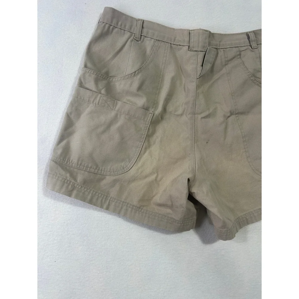 Woolrich Mens Khaki Tan Canvas Utility Hiking Shorts Size 40 Multi Pocket Cotton